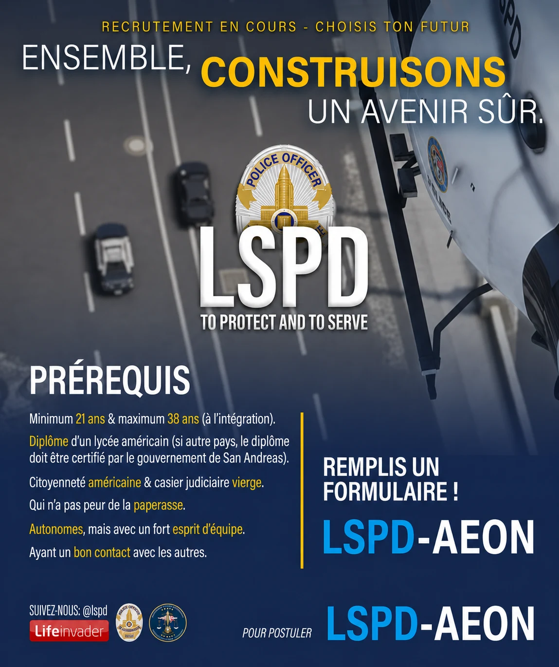 Recrutement LSPD — Ensemble, construisons un avenir sûr